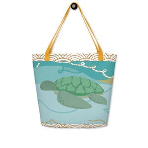 Sea Turtle Beach Tote - All-Over Print Large Tote Bag