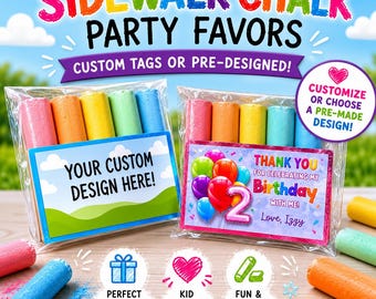 Custom or Personalized Party Favor for Kids | Sidewalk Chalk Favor | Chalk | Art Party Favor | Summer Party Favor | End of Year Class Favor