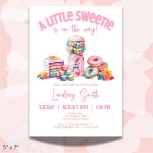 A Little Sweetie Baby Shower Invitation e Game Cards / Scaricabili e modificabili