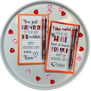 Personalized Valentine’s Day Multi-Colored Pen Valentine Card or Favor - Non-Food Valentine (set of 3)