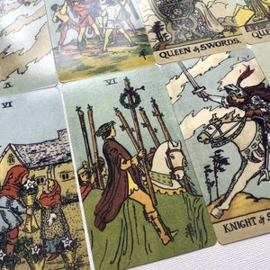 Original size Vintage Borderless 78 Tarot Deck Classic Cards English Edition Oracle 3x5 + Guidebook Velvet Pouch