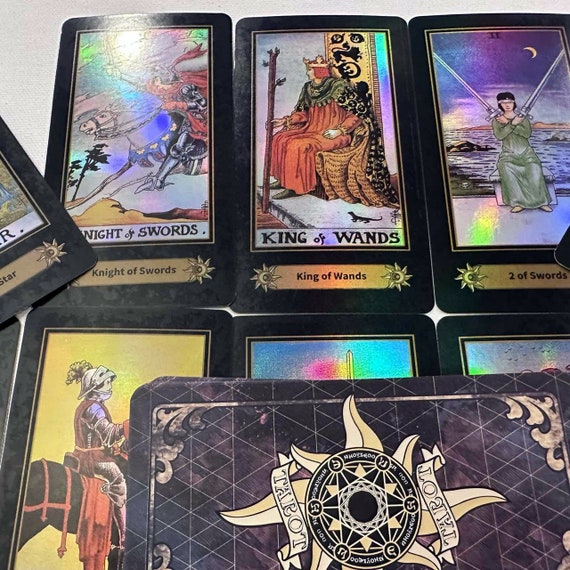 Tarot 6x11cm Unique Black Holographic Art 78 Tarot Cards Tarot 6x11cm Unique Black Holographic Art 78 Tarot Cards