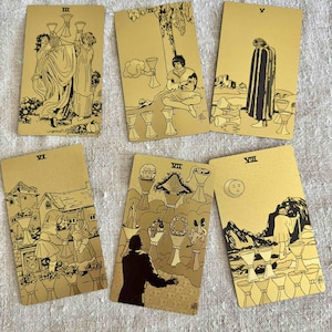 Gold Eco Plastic Borderless Waterproof Tarot Deck Gold Foil Tarot Big Size 3&quot;x 5&quot; 78 Cards Radiant Wise Spirit Tarot Guidebook + Gift Box