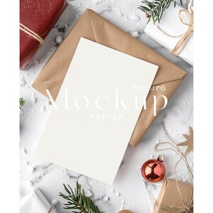 5x7" Mockup de convite de Natal, Mockup de cartão único, Mockup de cartão de inverno, Mockup de cartão comemorativo, Mockup de cartão minimalista, Mockup de neve nº 3
