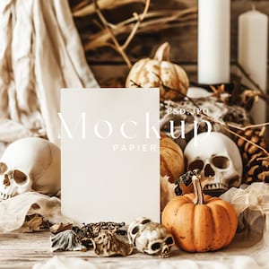 5x7&quot; Halloween invitation Mockup, Fall Stationery Mockup, Blank Card Mockup, Rustic Halloween Card Mockup, Spooky Invite, PSD, JPEG #5
