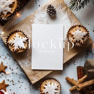 5x7" Mockup de menu de Natal, Mockup de cartão único, Mockup de convite de inverno, Mockup de cartão de tortas de carne moída, Mockup de cartão minimalista, Mockup de neve #48