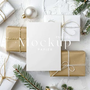 5x7" Mockup de cartão de Natal, Mockup de cartão único, Mockup de cartão em branco, Mockup de cartão rústico, Mockup de Natal dourado, Mockup de cartão minimalista, #6