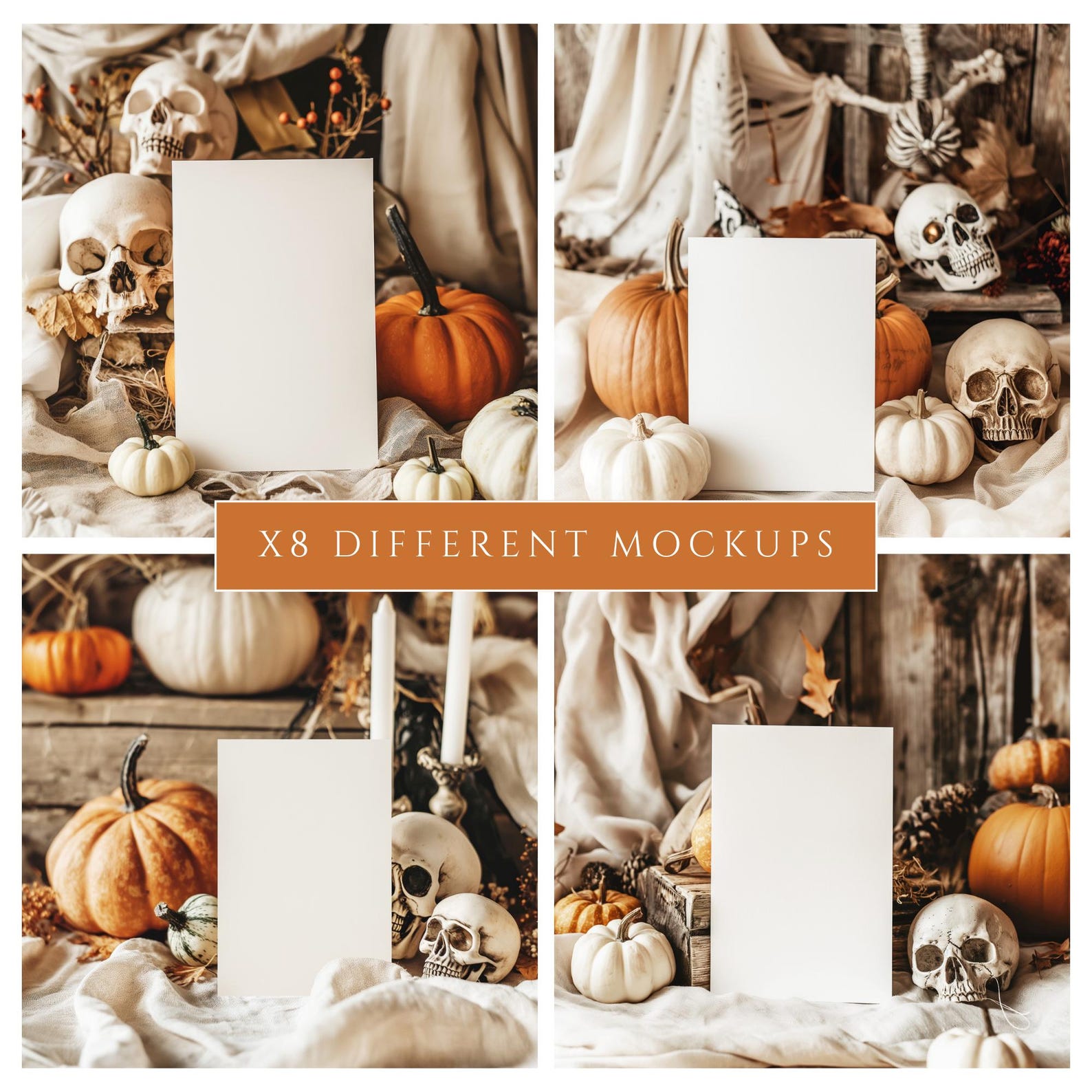 5x7" Halloween Card Mockup Bundle, Fall Stationery Mockup, Blank Card ...