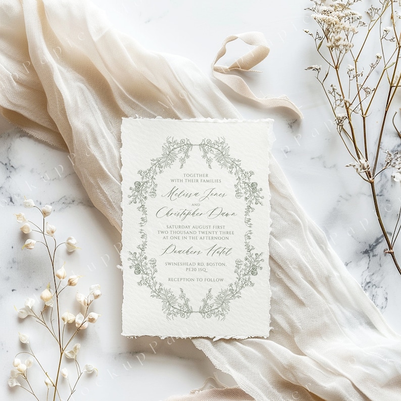 Handmade Paper Mockup, Deckle Edge Invitation Mockup, Natural Cotton ...
