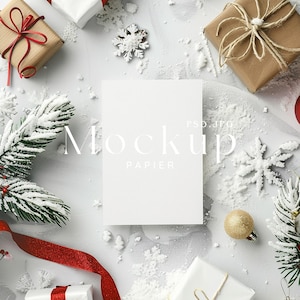 5x7 "Weihnachtskarte Mockup, Einzelkarte Mockup, Winter Karte Mockup, Grußkarte Mockup, Geschenke und Karte Mockup, Verschneit Mockup #7