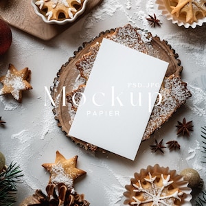 5x7" Mockup de menu de Natal, Mockup de cartão único, Mockup de convite de inverno, Mockup de cartão de tortas de carne moída, Mockup de cartão minimalista, Mockup de neve #46
