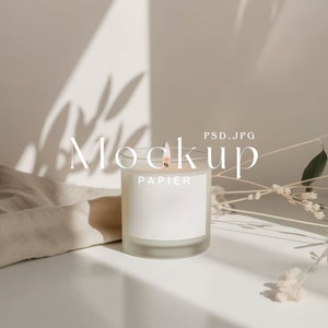 Mockup candela etichetta bianca 2x2", Mockup candela minimalista, Mockup candela neutra, Mockup etichetta candela, Candela vuota, Candela in barattolo di vetro, #89