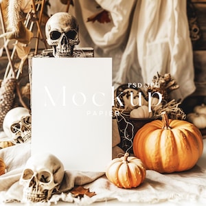 5x7&quot; Halloween invitation Mockup, Fall Stationery Mockup, Blank Card Mockup, Rustic Halloween Card Mockup, Spooky Invite, PSD, JPEG #4