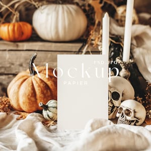 5x7&quot; Halloween invitation Mockup, Fall Stationery Mockup, Blank Card Mockup, Rustic Halloween Card Mockup, Spooky Invite, PSD, JPEG #6