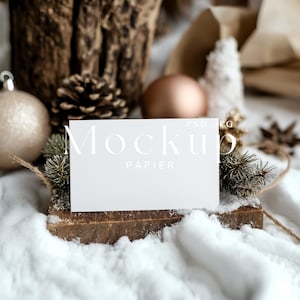 3.5x2 ""Weihnachtstischkarten-Mockup, Einzelkarten-Mockup, leere Karte Mockup, rustikale Mockup-Karte, Boho-Weihnachtsmodell, Tischkarten-Mockup, #2."
