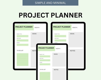 Project Planner, Digital Planner, Project Planner, To do list, Printable, Productivity Tracker, PDF, iPad planner