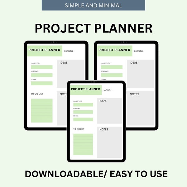 Project Planner, Digital Planner, Project Planner, To do list, Printable, Productivity Tracker, PDF, iPad planner