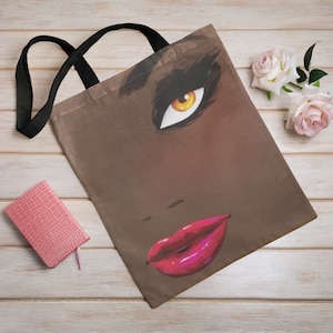 African American Woman Tote Bag, Black Woman Bag, Beautiful Black Girl Bag, Black Girl Gift, Gifts for Her, Black Woman Purse
