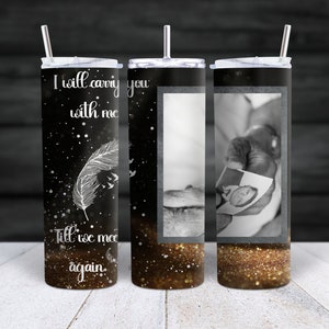Memorial Tumbler PNG Wrap Sublimation Design- Photo Tumbler Design 20oz Skinny- Add Your Own Photo- Canva Editable Tumbler.