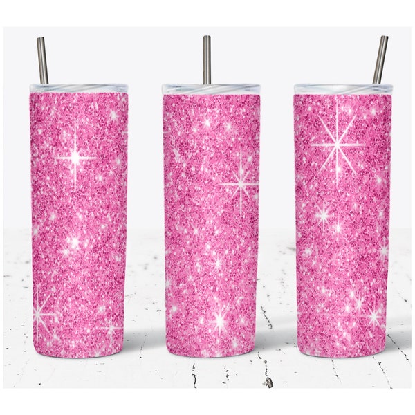 Sparkling Pink glitter Ombre Tumbler Wrap, Tumbler wrap, Pink Sublimation Design, 20 oz Skinny Tumbler,  Download, Straight and Tapered.