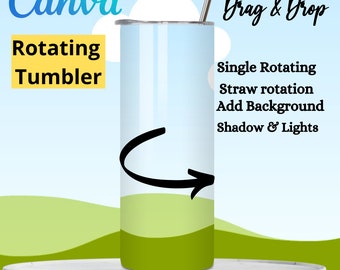 Canva Drag and Drop  Rotation 20oz Tumbler Mockup | Canva Tumbler Template | Add Your Own Background Mockup | 20oz Mockup