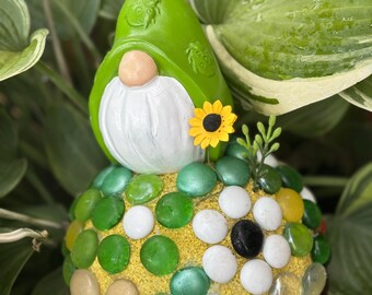 Gnome Green Gazing Ball on marbled 9" sphere