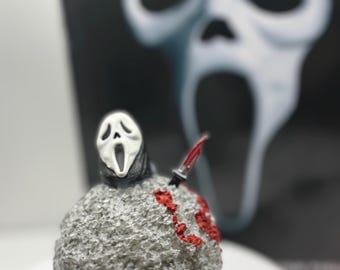 Ghost Face head on 4" silver sphere