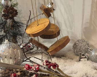 Christmas Chime Silver Bells w wood bases