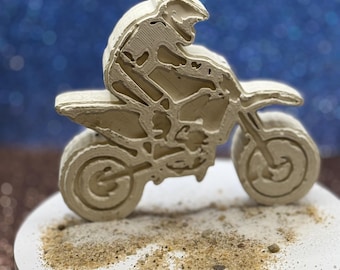 Dirt Bike Garden Art measures 4 x 4"