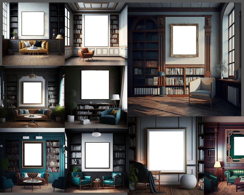 10 High Resolution Library Frames Mockup Bundle Wall Frame Etsy