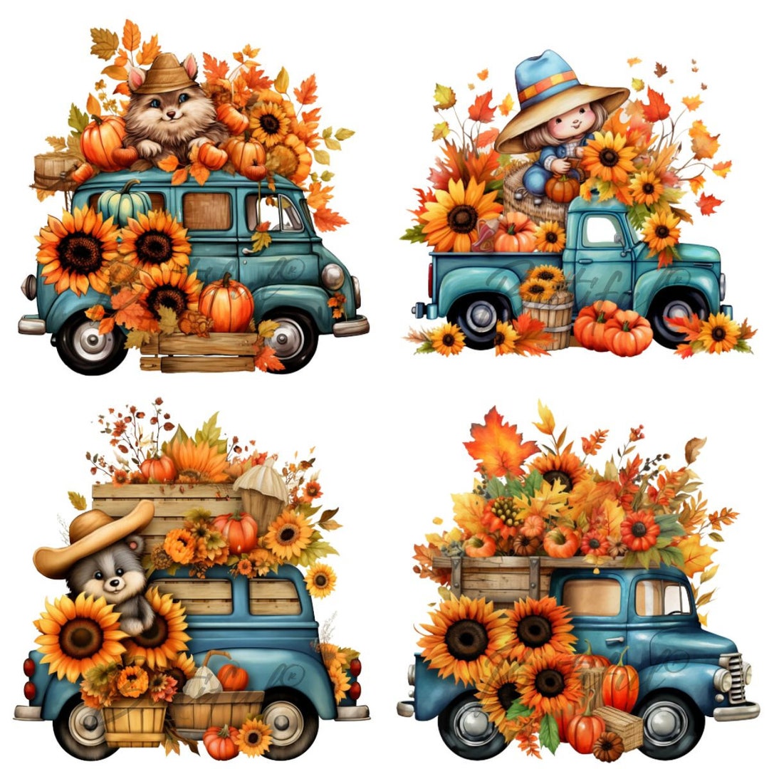 Autumn Harvest Truck Rustic Fall Decor Vintageinspired Farmhouse