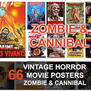 66 Zombie & Cannibal Vintage Horror Movie Posters - Retro Classic Cinema Wall Art - Bundle Collection - Printable Wall Art