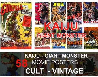 Kaiju Giant Monster Retro Cult Movie Posters Retro Classic