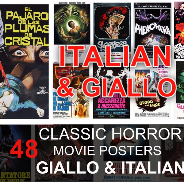 Horror Movie Poster - Italian & Giallo. Retro Classic Movie Poster, Vintage B-Movie Poster,  Cult Movie Poster, Bundle, Collection.
