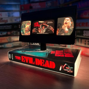 Evil Dead VHS Table Lamp, Handmade retro movie decor, 80s-90s Nostalgia, Movie Night Light
