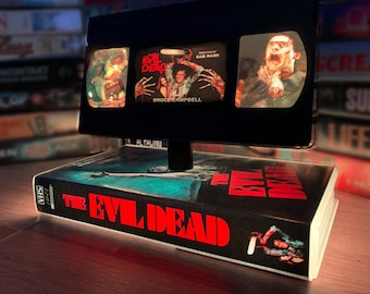 Evil Dead VHS Table Lamp, Handmade retro movie decor, 80s-90s Nostalgia, Movie Night Light