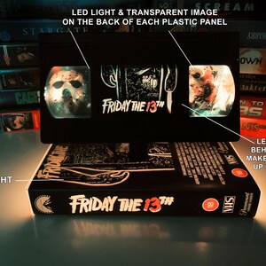 Friday the 13th VHS Lamp, Jason Handmade Retro Horror Movie Decor image 2