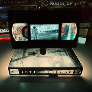 Interstellar VHS Table Lamp: Retro Movie Night Light with Remote
