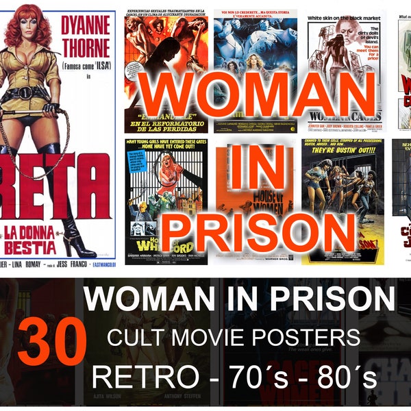 Woman In Prison Retro Cult Movie Posters - Retro Classic Cinema Wall Art - Bundle Collection - Printable Wall Art - Vintage - 70s - 80s