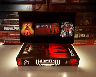 Halloween 3 VHS Table Lamp, Retro Movie Night Light, 80s Horror Decor
