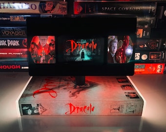 Dracula VHS Table Lamp, horror movie decor,80s 90s Nostalgia, Movie Night Light