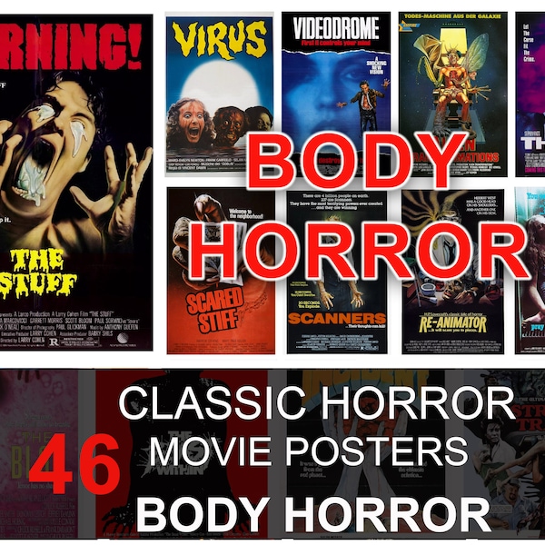 Body Horror Movie Posters, Vintage Movie Poster, Classic film poster, Retro movie poster,  Bundle, Collection, Cult movie poster