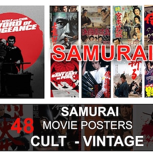 Samurai Cult Movie Poster,  Retro Classic Movie Poster, Vintage B-Movie Poster,  Cult Movie Poster, 70s, 80s