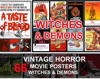 66 Witches & Demons Movie Posters - Vintage Retro Horror Posters - Retro Classic Cinema Wall Art - Bundle Collection - Printable Wall Art