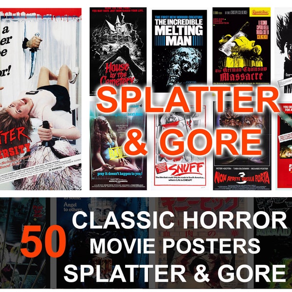 Horror Movie Posters, Gore & Splatter, Retro Movie Poster, Vintage B-Movie Poster,  Cult Movie Poster, Bundle, Collection, Classics
