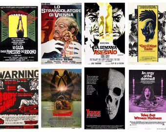 レトロなスラッシャーホラー映画ポスター50選：カルト的名作（デジタル