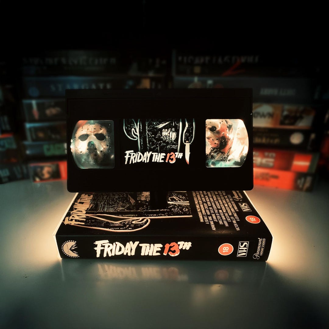 Friday the 13th VHS Lamp, Jason Handmade Retro Horror Movie