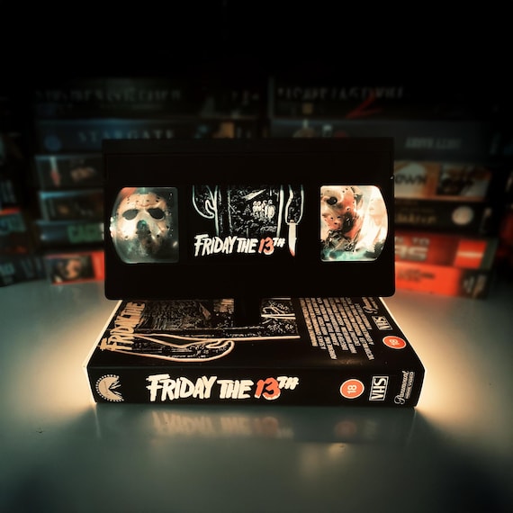 Friday the 13th VHS Lamp, Jason Handmade Retro Horror Movie Decor