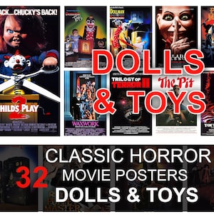 Horror Movie Poster - Dolls & Toys. Retro Classic Movie Poster, Vintage B-Movie Poster,  Cult Movie Poster, Bundle, Collection.