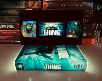 The Thing VHS Table Lamp, Handmade retro movie decor, 80s-90s Nostalgia, Movie Night Light